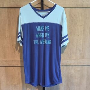 (J41) Woman Blue and Light Blue Women's Sleep Shirt Sz L